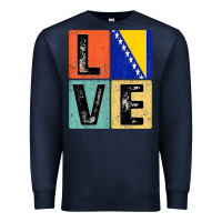 Navy vintage retro i love bosnia flag for bosnian pride gift t shirt Premium Sweatshirt - linhVisuals