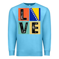 Vintage Retro I Love Bosnia Flag For Bosnian Pride Gift T Shirt Premium Sweatshirt | Teevron