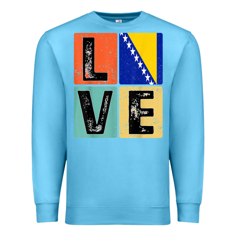 Vintage Retro I Love Bosnia Flag For Bosnian Pride Gift T Shirt Premium Sweatshirt by linhVisuals | Teevron