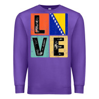 Purple vintage retro i love bosnia flag for bosnian pride gift t shirt Premium Sweatshirt - linhVisuals