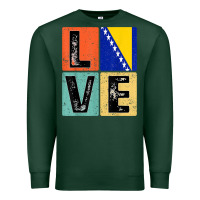 Sports Green vintage retro i love bosnia flag for bosnian pride gift t shirt Premium Sweatshirt - linhVisuals
