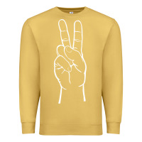 Antique Gold peace sign two fingers hand gesture symbol illustration t shirt Premium Sweatshirt - linhVisuals