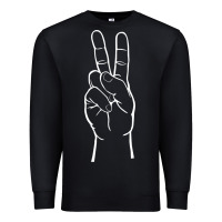 Black peace sign two fingers hand gesture symbol illustration t shirt Premium Sweatshirt - linhVisuals