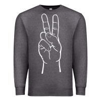 Charcoal Heather peace sign two fingers hand gesture symbol illustration t shirt Premium Sweatshirt - linhVisuals