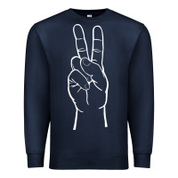 Navy peace sign two fingers hand gesture symbol illustration t shirt Premium Sweatshirt - linhVisuals