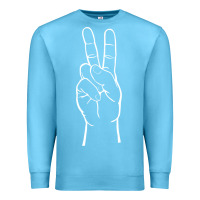 Ocean Blue peace sign two fingers hand gesture symbol illustration t shirt Premium Sweatshirt - linhVisuals