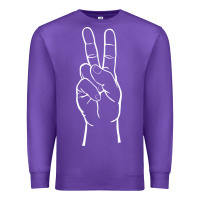 Purple peace sign two fingers hand gesture symbol illustration t shirt Premium Sweatshirt - linhVisuals