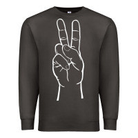 Smoke peace sign two fingers hand gesture symbol illustration t shirt Premium Sweatshirt - linhVisuals