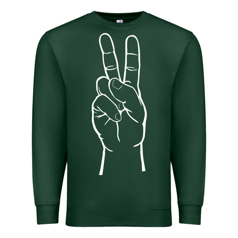 Peace Sign Two Fingers Hand Gesture Symbol Illustration T Shirt Premium Sweatshirt by linhVisuals | Teevron