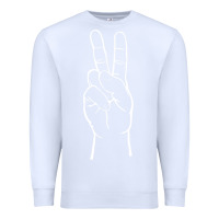 White peace sign two fingers hand gesture symbol illustration t shirt Premium Sweatshirt - linhVisuals