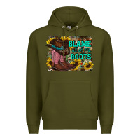 Army Green blame all on my roots Premium Hoodie - RacoonDesign