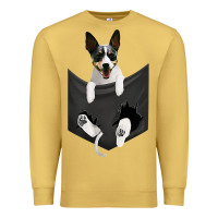 Antique Gold rat terrier dog in pocket, rattie puppy, ratting terrier t shirt Premium Sweatshirt - linhVisuals