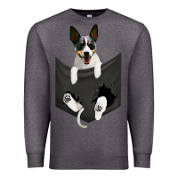 Charcoal Heather rat terrier dog in pocket, rattie puppy, ratting terrier t shirt Premium Sweatshirt - linhVisuals