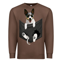 Chestnut rat terrier dog in pocket, rattie puppy, ratting terrier t shirt Premium Sweatshirt - linhVisuals