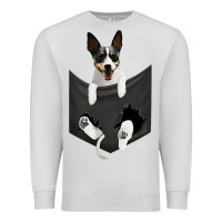 Dove Grey rat terrier dog in pocket, rattie puppy, ratting terrier t shirt Premium Sweatshirt - linhVisuals