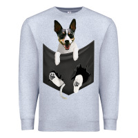 Heather Grey rat terrier dog in pocket, rattie puppy, ratting terrier t shirt Premium Sweatshirt - linhVisuals