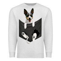 Oatmeal Heather rat terrier dog in pocket, rattie puppy, ratting terrier t shirt Premium Sweatshirt - linhVisuals