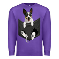 Purple rat terrier dog in pocket, rattie puppy, ratting terrier t shirt Premium Sweatshirt - linhVisuals