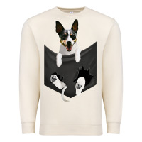 Sandshell rat terrier dog in pocket, rattie puppy, ratting terrier t shirt Premium Sweatshirt - linhVisuals