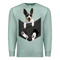Seafoam rat terrier dog in pocket, rattie puppy, ratting terrier t shirt Premium Sweatshirt - linhVisuals