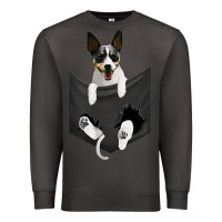 Smoke rat terrier dog in pocket, rattie puppy, ratting terrier t shirt Premium Sweatshirt - linhVisuals