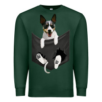 Sports Green rat terrier dog in pocket, rattie puppy, ratting terrier t shirt Premium Sweatshirt - linhVisuals