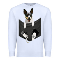 White rat terrier dog in pocket, rattie puppy, ratting terrier t shirt Premium Sweatshirt - linhVisuals