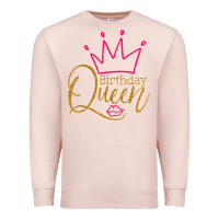 Pale Pink birthday queen shirt, womens birthday shirt, birthday t shirt Premium Sweatshirt - linhVisuals