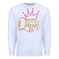 White birthday queen shirt, womens birthday shirt, birthday t shirt Premium Sweatshirt - linhVisuals