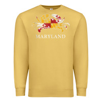 Antique Gold retro maryland crab state flag vintage travel tank top Premium Sweatshirt - linhVisuals