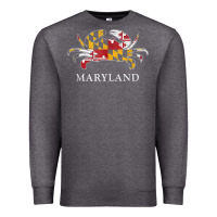 Charcoal Heather retro maryland crab state flag vintage travel tank top Premium Sweatshirt - linhVisuals