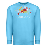 Ocean Blue retro maryland crab state flag vintage travel tank top Premium Sweatshirt - linhVisuals