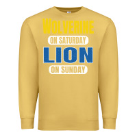Antique Gold wolverine on saturday lion on sunday fans detroit vintage pullover hoo Premium Sweatshirt - linhVisuals