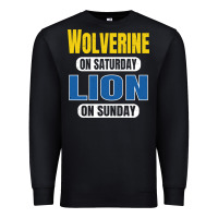 Black wolverine on saturday lion on sunday fans detroit vintage pullover hoo Premium Sweatshirt - linhVisuals