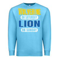 Ocean Blue wolverine on saturday lion on sunday fans detroit vintage pullover hoo Premium Sweatshirt - linhVisuals