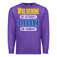Wolverine On Saturday Lion On Sunday Fans Detroit Vintage Pullover Hoo Premium Sweatshirt | Teevron