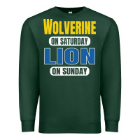 Sports Green wolverine on saturday lion on sunday fans detroit vintage pullover hoo Premium Sweatshirt - linhVisuals