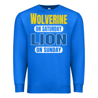 True Royal wolverine on saturday lion on sunday fans detroit vintage pullover hoo Premium Sweatshirt - linhVisuals