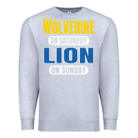 Heather Grey wolverine on saturday lion on sunday fans detroit vintage pullover hoo Premium Sweatshirt - linhVisuals