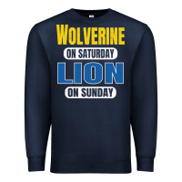Navy wolverine on saturday lion on sunday fans detroit vintage pullover hoo Premium Sweatshirt - linhVisuals