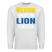 Oatmeal Heather wolverine on saturday lion on sunday fans detroit vintage pullover hoo Premium Sweatshirt - linhVisuals