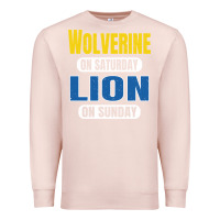 Pale Pink wolverine on saturday lion on sunday fans detroit vintage pullover hoo Premium Sweatshirt - linhVisuals