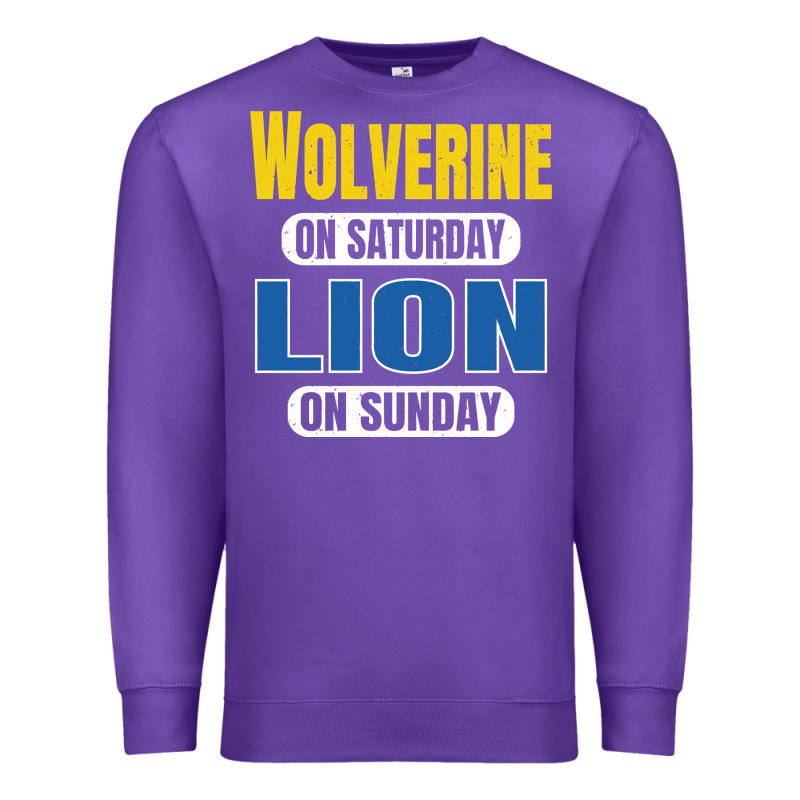 Wolverine On Saturday Lion On Sunday Fans Detroit Vintage Pullover Hoo Premium Sweatshirt by linhVisuals | Teevron