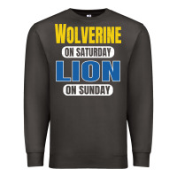 Smoke wolverine on saturday lion on sunday fans detroit vintage pullover hoo Premium Sweatshirt - linhVisuals