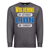 Charcoal Heather wolverine on saturday lion on sunday fans detroit vintage pullover hoo Premium Sweatshirt - linhVisuals