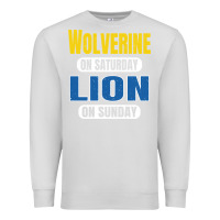 Dove Grey wolverine on saturday lion on sunday fans detroit vintage pullover hoo Premium Sweatshirt - linhVisuals