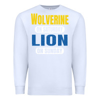 White wolverine on saturday lion on sunday fans detroit vintage pullover hoo Premium Sweatshirt - linhVisuals