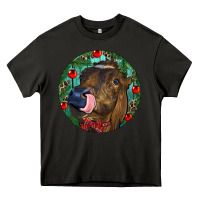 Asphalt Longhorn Cow Christmas Heavy Core Tee - RanaPortraitStore