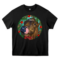 Black Longhorn Cow Christmas Heavy Core Tee - RanaPortraitStore
