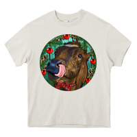 Cream Longhorn Cow Christmas Heavy Core Tee - RanaPortraitStore